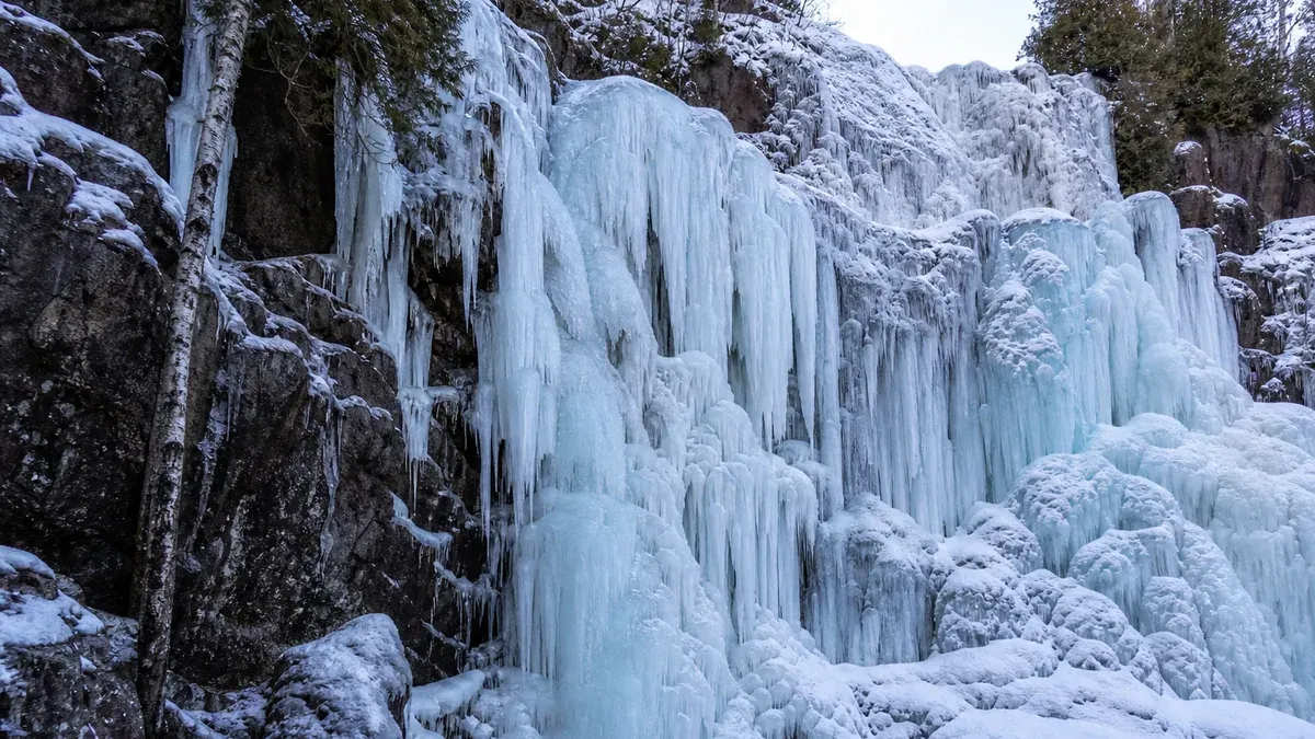 Frozen Waterfalls winter road trip guide illustration