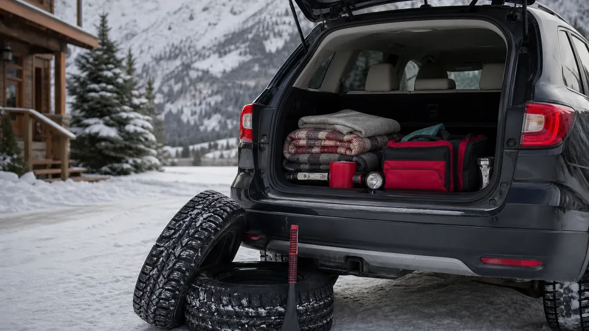 Winter Driving Tips winter road trip guide illustration